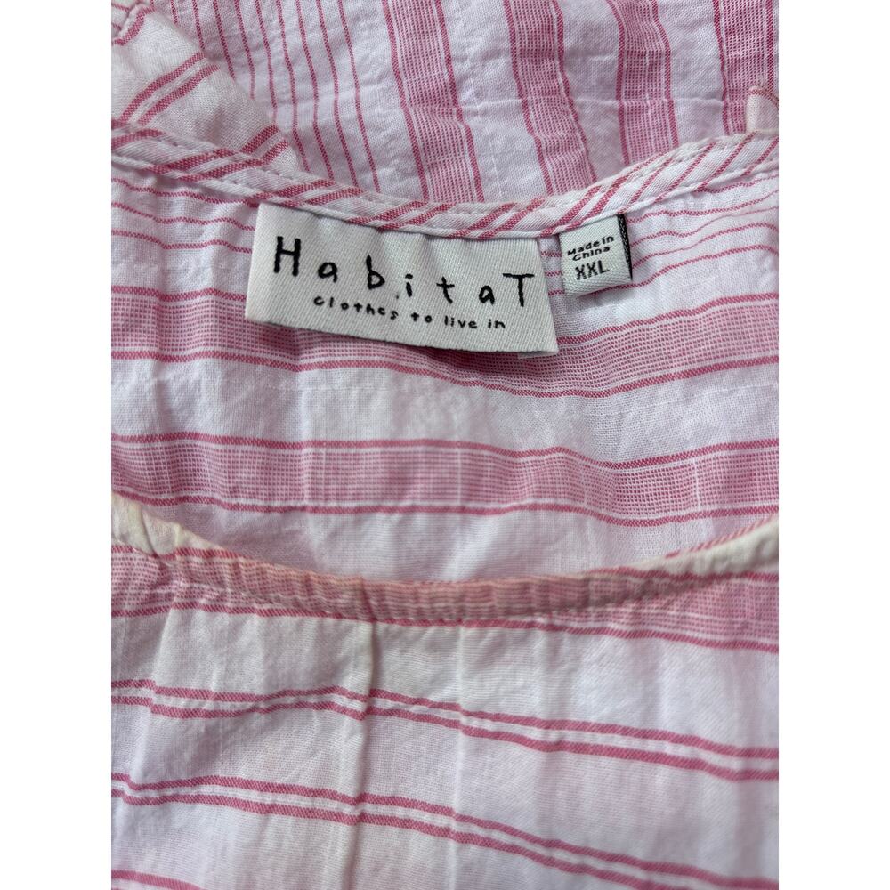 Habitat Cotton Blend Blouse Top Boxy Fit Pink & White Stripe XXL Boho Lagenlook - Picture 2 of 8
